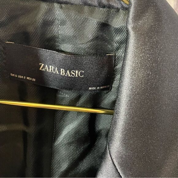 Zara Basic Shiny Effect Blazer Black Size Small - Picture 12 of 13